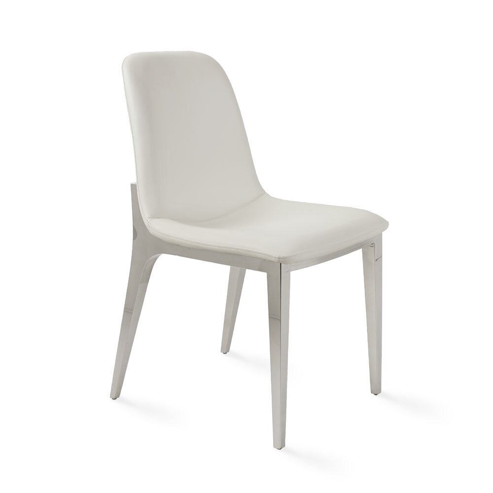 Minos Dining Chair: White Leatherette 
